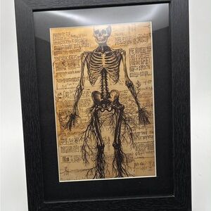 🖤 Gothic Anatomy Art Print – 5x7 Framed 🦴📜